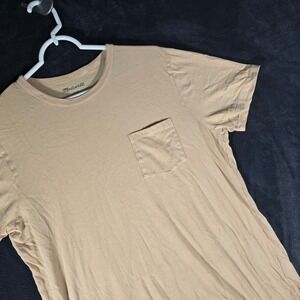 Madewell Mens Pocket Tee Crew Neck Short Sleeve Casual Top‎ Tan Size S